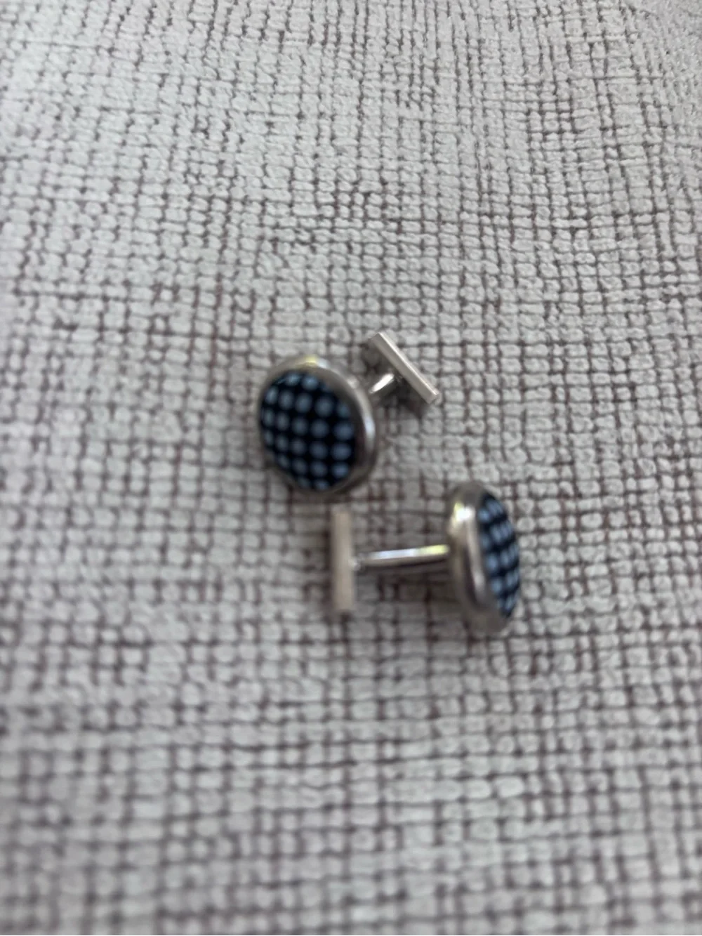 Men’s Polka Dot Cufflinks | Silver Tone Blue & White Dress Shirt Accessories